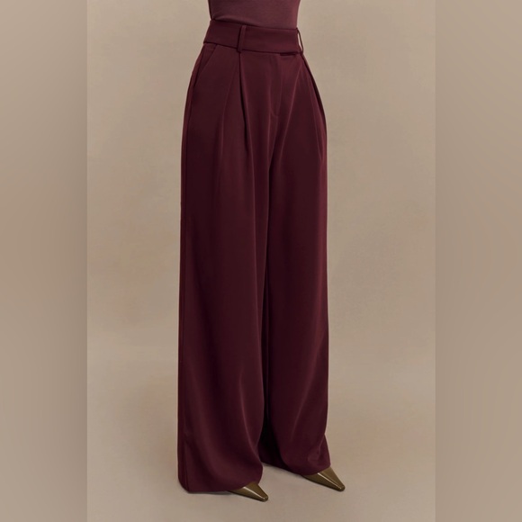 NWT Jacqueline Pleated Wide Leg Pants Mahogany - Picture 6 of 12